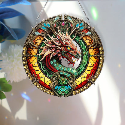 Acrylic Animal Diamond Art Hanging Pendant Diamond Painting Home Decor (Dragon)