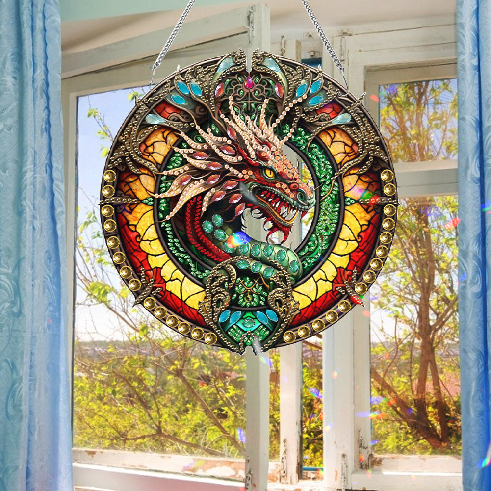 Acrylic Animal Diamond Art Hanging Pendant Diamond Painting Home Decor (Dragon)