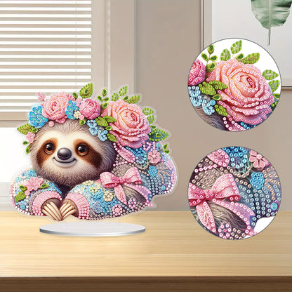 Acrylic Flower Sloth Table Top Diamond Painting Ornament Kits Bedroom Decoration
