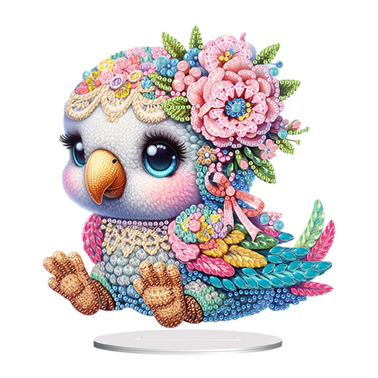 Acrylic Flower Parrot Table Top Diamond Painting Ornament Kits Bedroom Decor