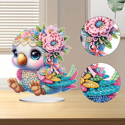 Acrylic Flower Parrot Table Top Diamond Painting Ornament Kits Bedroom Decor