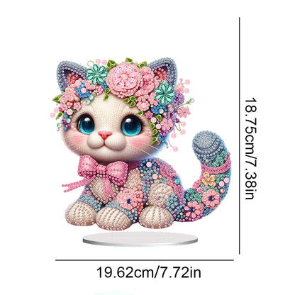 Acrylic Flower Cat Table Top Diamond Painting Ornament Kits Bedroom Decoration