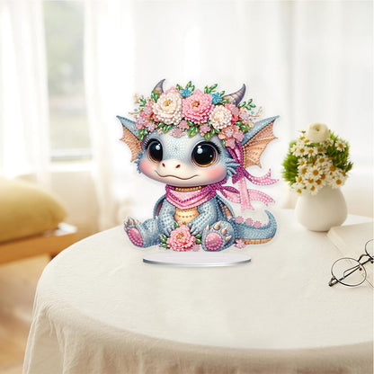 Acrylic Flower Dragon Table Top Diamond Painting Ornament Kits Bedroom Decor