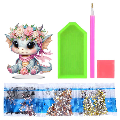 Acrylic Flower Dragon Table Top Diamond Painting Ornament Kits Bedroom Decor