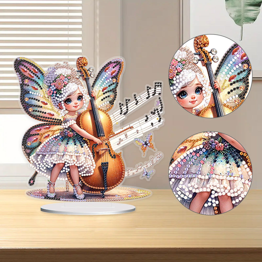 Acrylic Cello Girl Diamond Painting Tabletop Ornaments Kit Bedroom Decoration