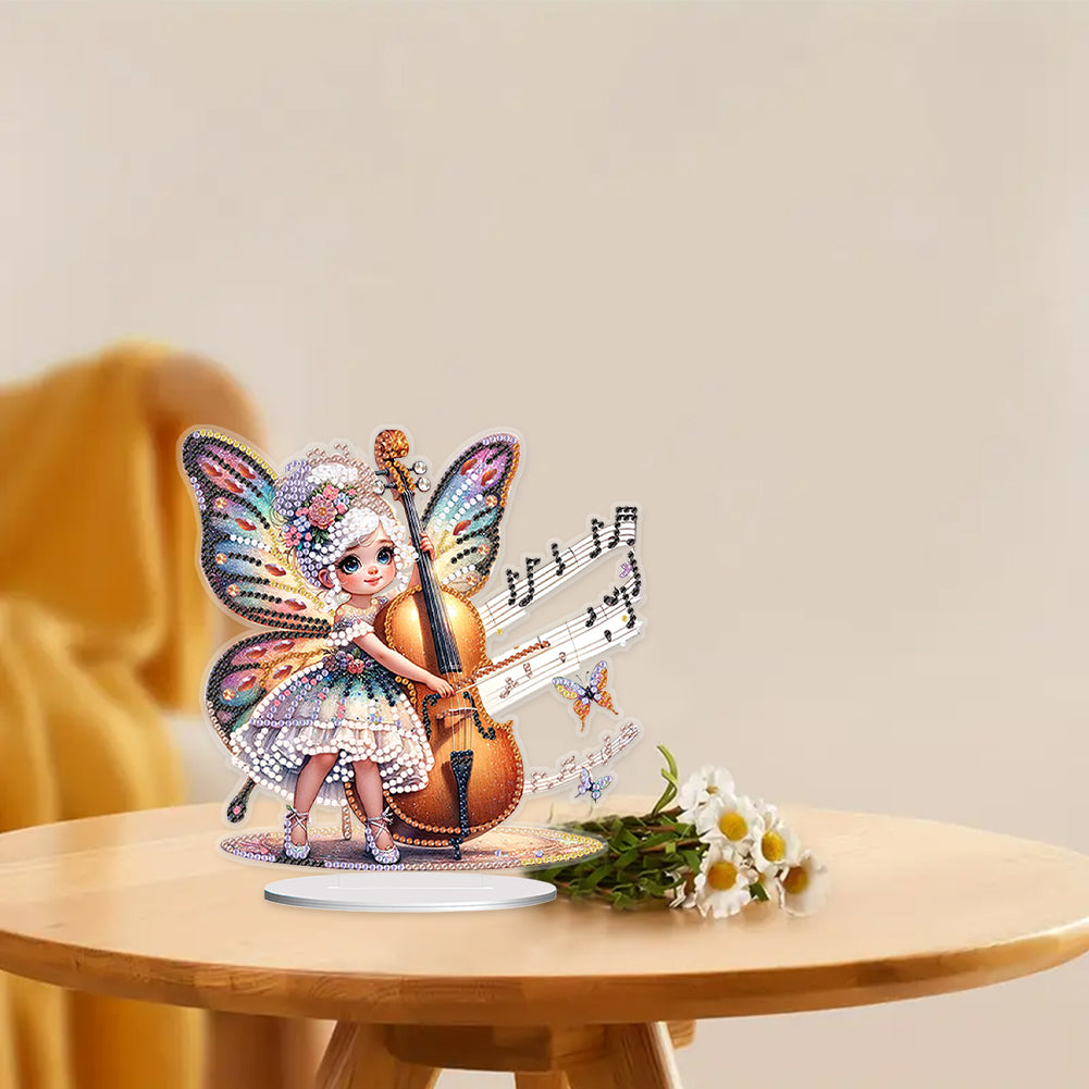 Acrylic Cello Girl Diamond Painting Tabletop Ornaments Kit Bedroom Decoration