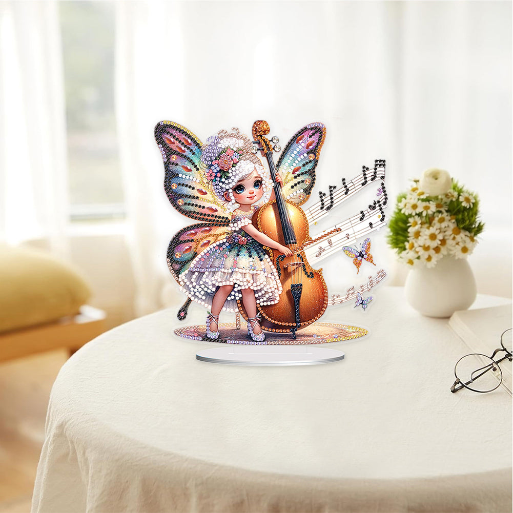 Acrylic Cello Girl Diamond Painting Tabletop Ornaments Kit Bedroom Decoration