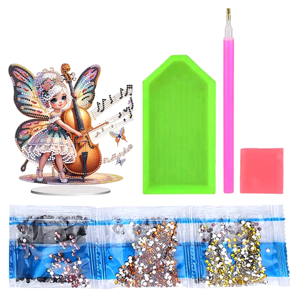 Acrylic Cello Girl Diamond Painting Tabletop Ornaments Kit Bedroom Decoration