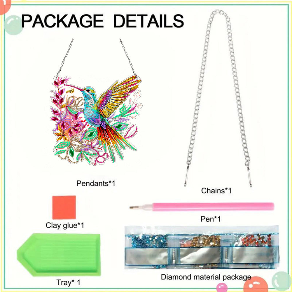 Acrylic Hummingbird 5D DIY Diamond Art Hanging Decorations Home Ornaments Kit