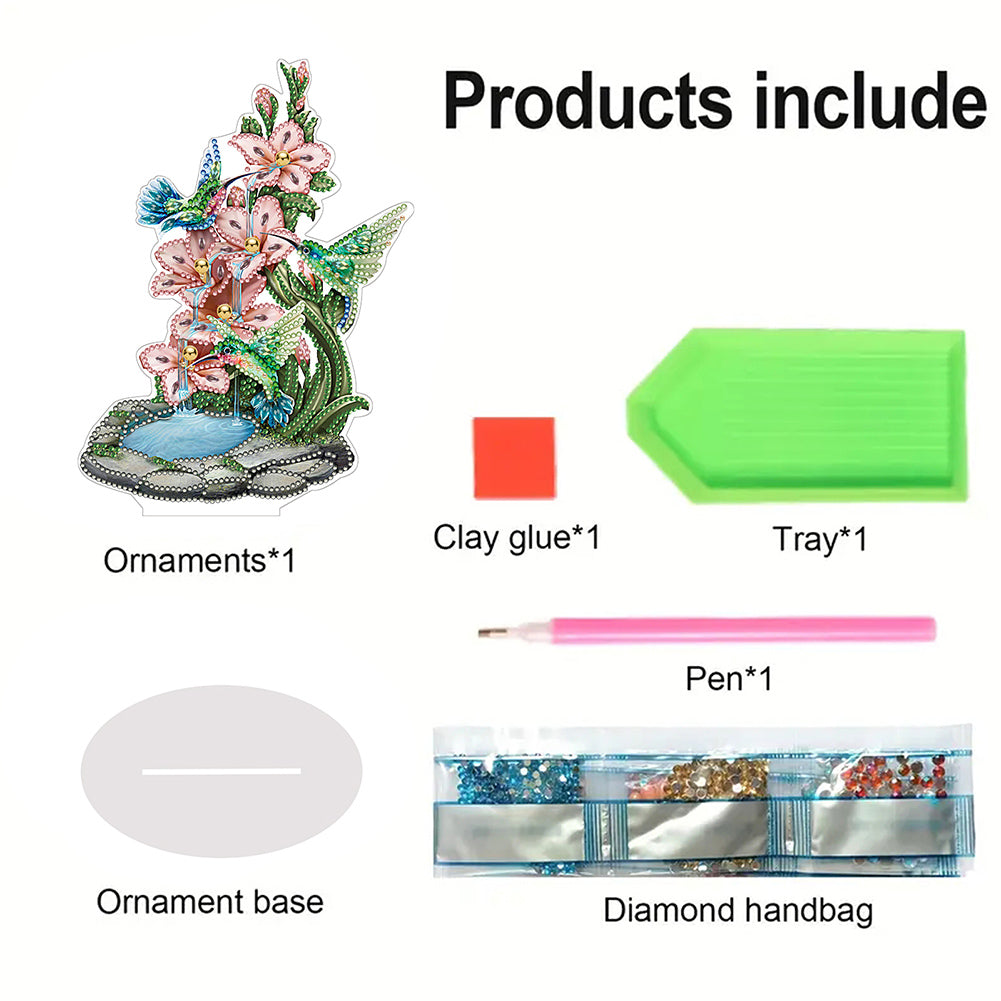 PVC Special Shaped Flower Hummingbird 5D DIY Diamond Art Tabletop Decorations