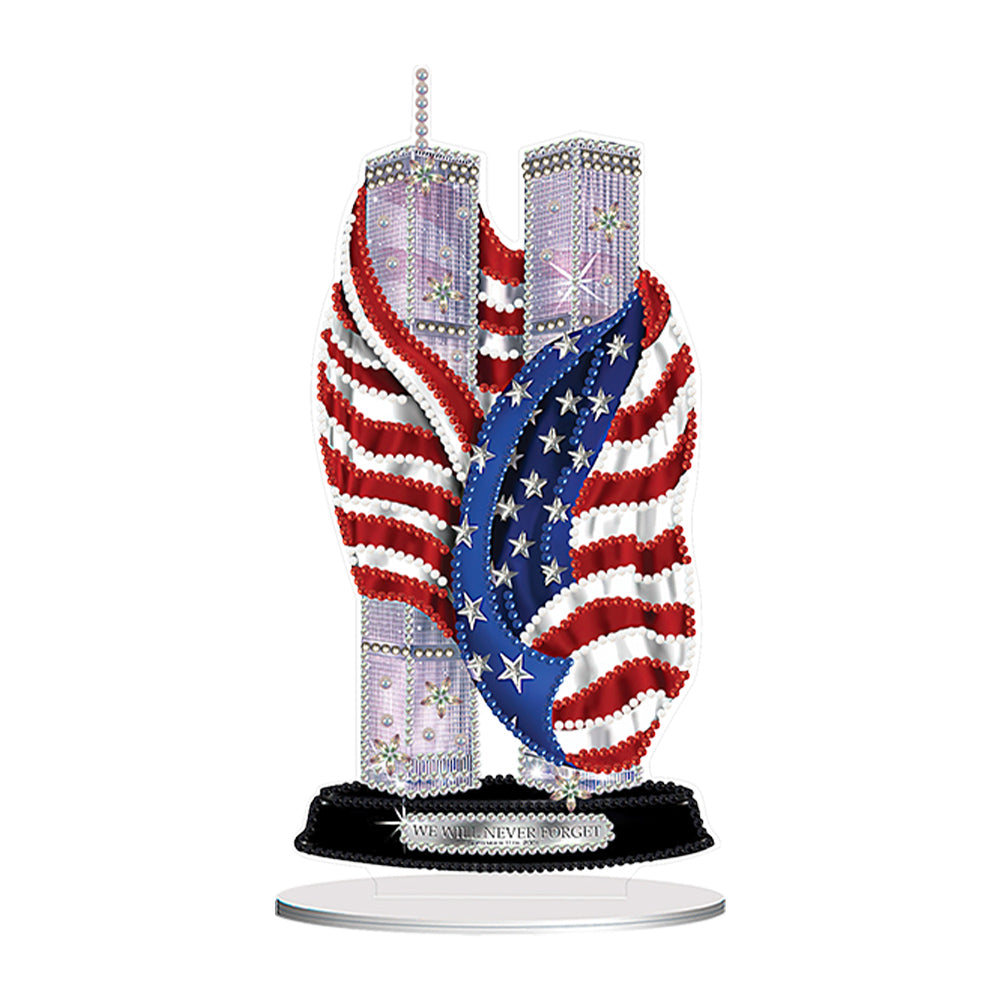 PVC Special Shaped America Twin Towers 5D DIY Diamond Art Tabletop Decorations