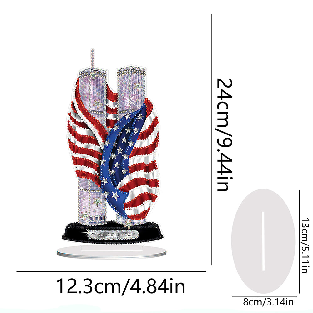 PVC Special Shaped America Twin Towers 5D DIY Diamond Art Tabletop Decorations