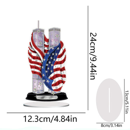 PVC Special Shaped America Twin Towers 5D DIY Diamond Art Tabletop Decorations