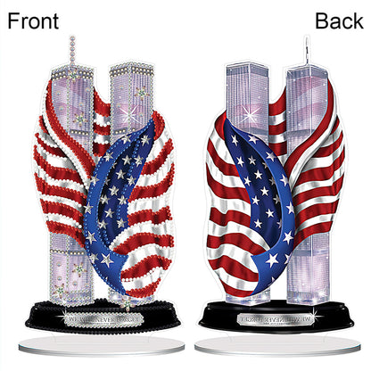 PVC Special Shaped America Twin Towers 5D DIY Diamond Art Tabletop Decorations