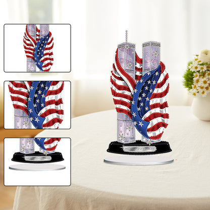 PVC Special Shaped America Twin Towers 5D DIY Diamond Art Tabletop Decorations