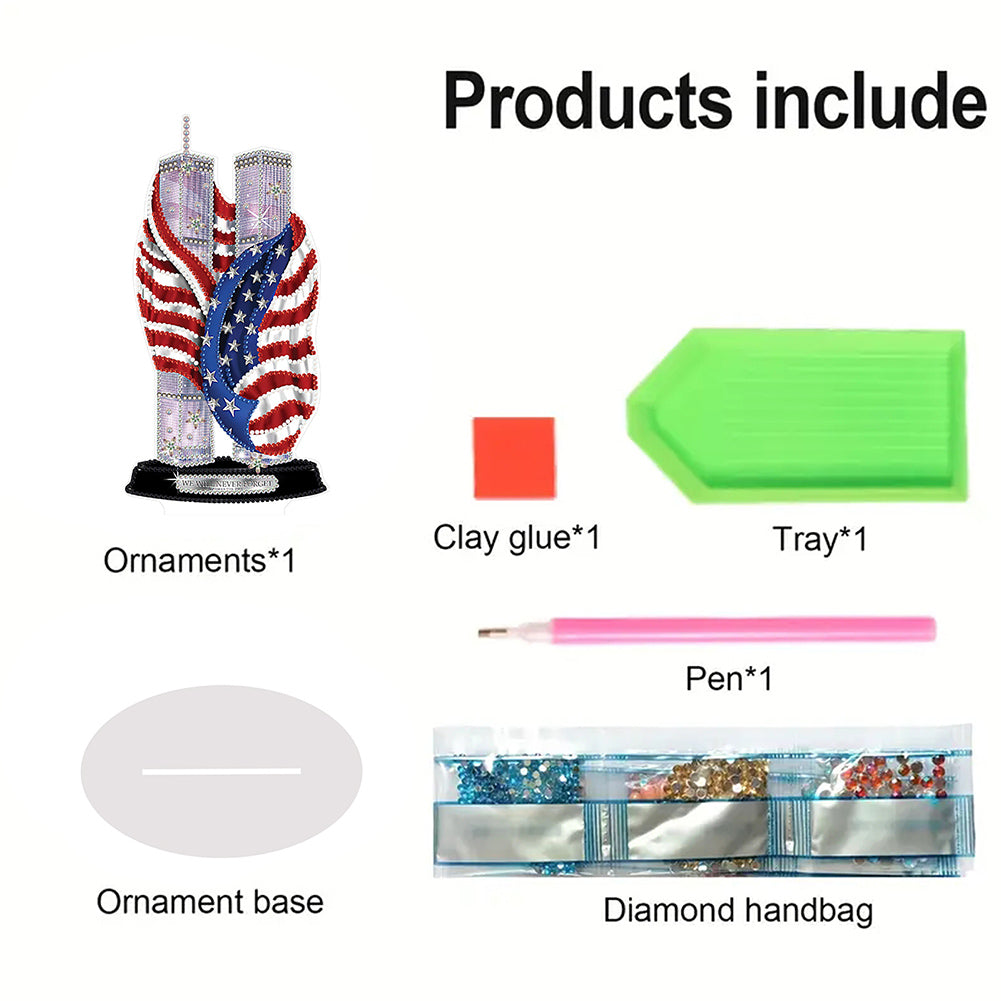 PVC Special Shaped America Twin Towers 5D DIY Diamond Art Tabletop Decorations