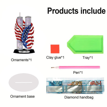 PVC Special Shaped America Twin Towers 5D DIY Diamond Art Tabletop Decorations