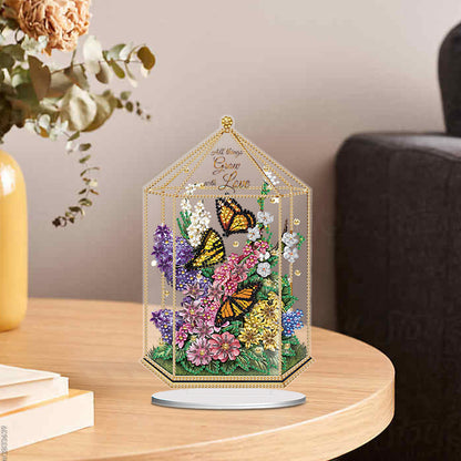 PVC Special Shaped Butterfly Flower 5D DIY Diamond Art Tabletop Decorations Kit