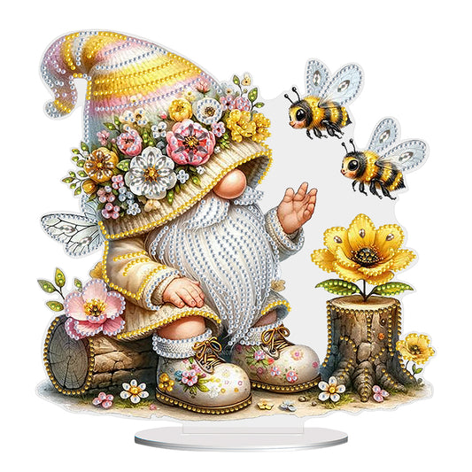 Gnome Double Sided Effect Diamond Painting Tabletop Ornaments Kit (Bee Gnome)