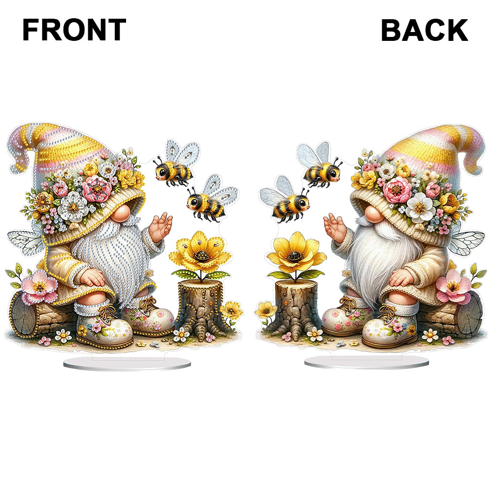 Gnome Double Sided Effect Diamond Painting Tabletop Ornaments Kit (Bee Gnome)
