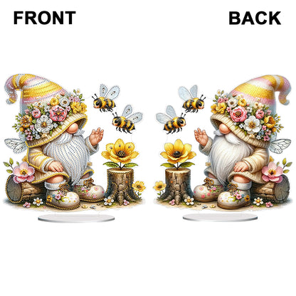 Gnome Double Sided Effect Diamond Painting Tabletop Ornaments Kit (Bee Gnome)