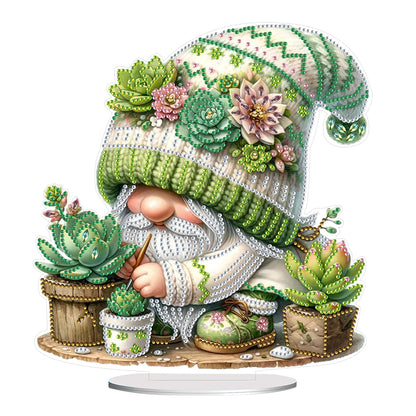 Gnome Double Sided Effect Diamond Painting Tabletop Ornaments(Succulent Gnome)