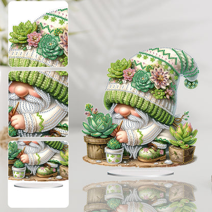 Gnome Double Sided Effect Diamond Painting Tabletop Ornaments(Succulent Gnome)