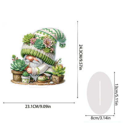 Gnome Double Sided Effect Diamond Painting Tabletop Ornaments(Succulent Gnome)