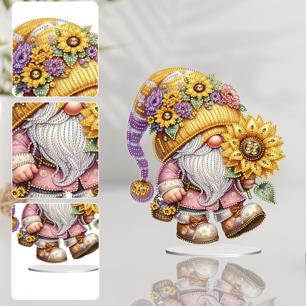 Gnome Double Sided Effect Diamond Painting Tabletop Ornaments(Sunflower Gnome)