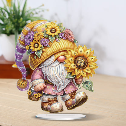 Gnome Double Sided Effect Diamond Painting Tabletop Ornaments(Sunflower Gnome)