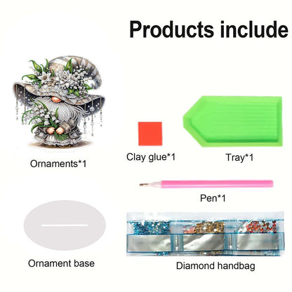 Gnome Double Sided Effect Diamond Painting Table Ornaments(Lily Of Valley Gnome)