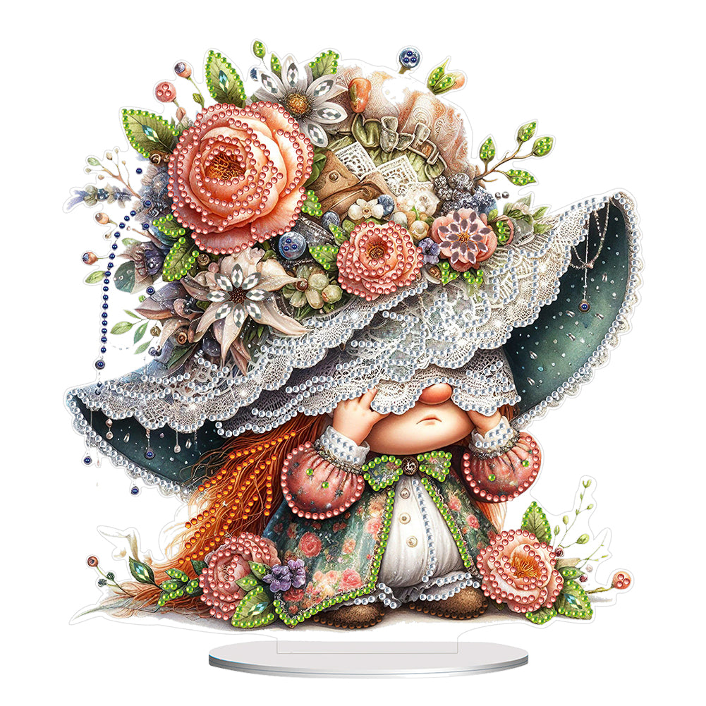 Gnome Double Sided Effect Diamond Painting Tabletop Ornaments Kit (Flower Gnome)