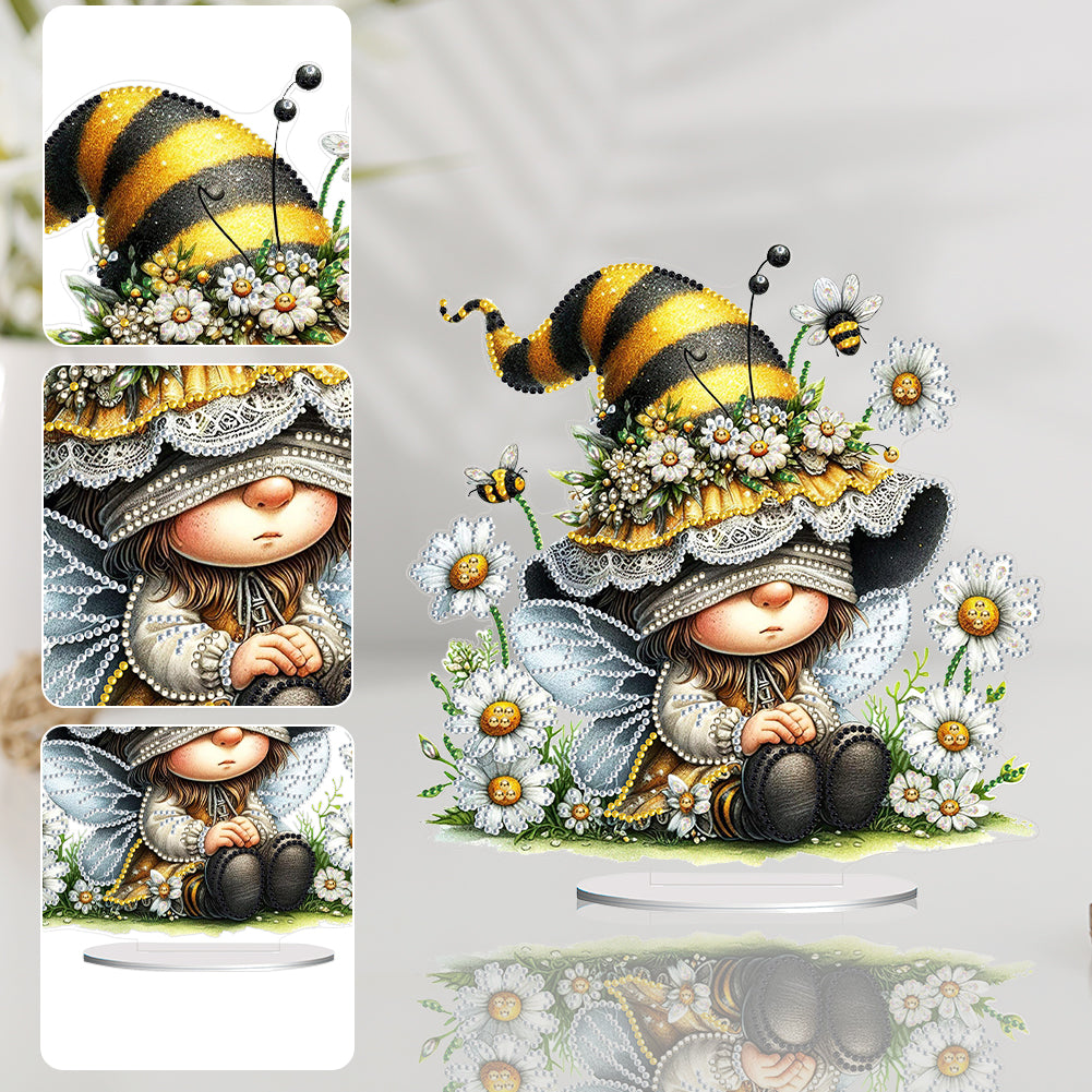 Gnome Double Sided Effect Diamond Painting Tabletop Ornaments Kit (Daisy Gnome)