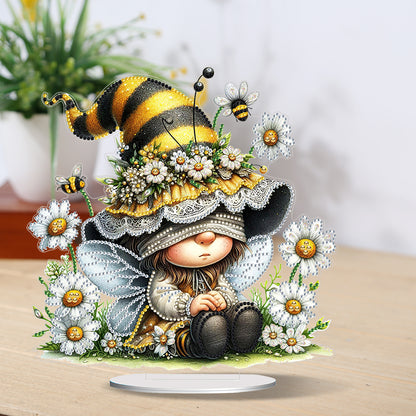 Gnome Double Sided Effect Diamond Painting Tabletop Ornaments Kit (Daisy Gnome)