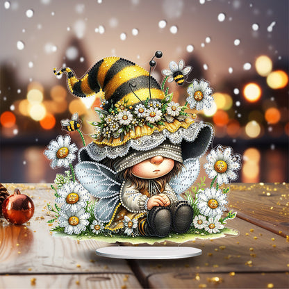 Gnome Double Sided Effect Diamond Painting Tabletop Ornaments Kit (Daisy Gnome)