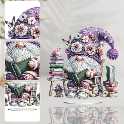 Gnome Double Sided Effect Diamond Painting Tabletop Ornaments Kit(Reading Gnome)