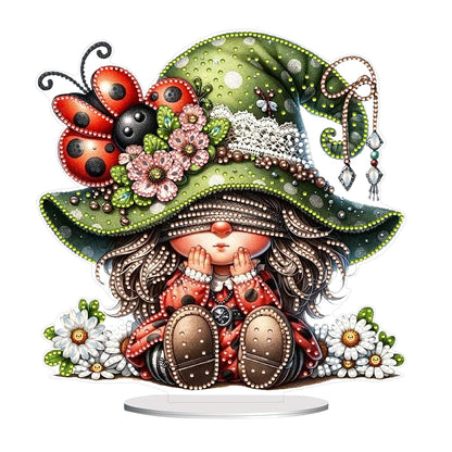 Gnome Double Sided Effect Diamond Painting Tabletop Ornaments Kit(Ladybug Gnome)