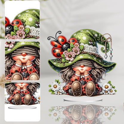 Gnome Double Sided Effect Diamond Painting Tabletop Ornaments Kit(Ladybug Gnome)