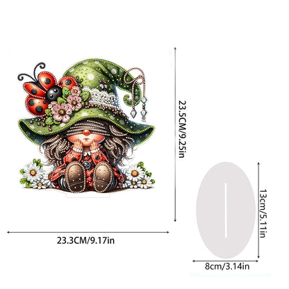 Gnome Double Sided Effect Diamond Painting Tabletop Ornaments Kit(Ladybug Gnome)