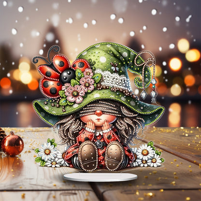 Gnome Double Sided Effect Diamond Painting Tabletop Ornaments Kit(Ladybug Gnome)