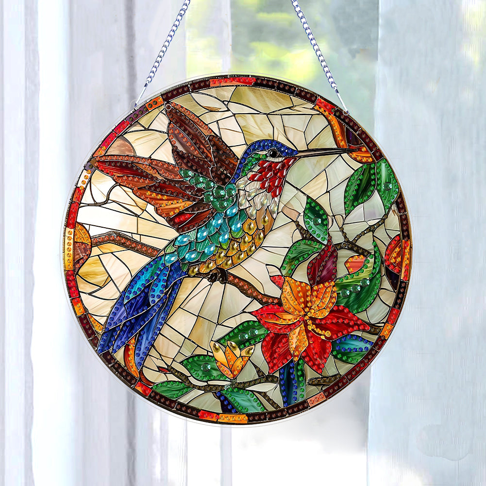 Double Sided Special Shaped Hummingbird DIY Diamond Art Pendant Home Decoration