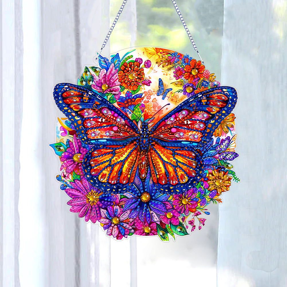 Double Sided Special Shaped Butterfly 5D DIY Diamond Art Pendant Home Decoration