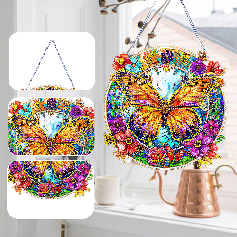 Double Sided Special Shaped Butterfly 5D DIY Diamond Art Pendant Home Decoration