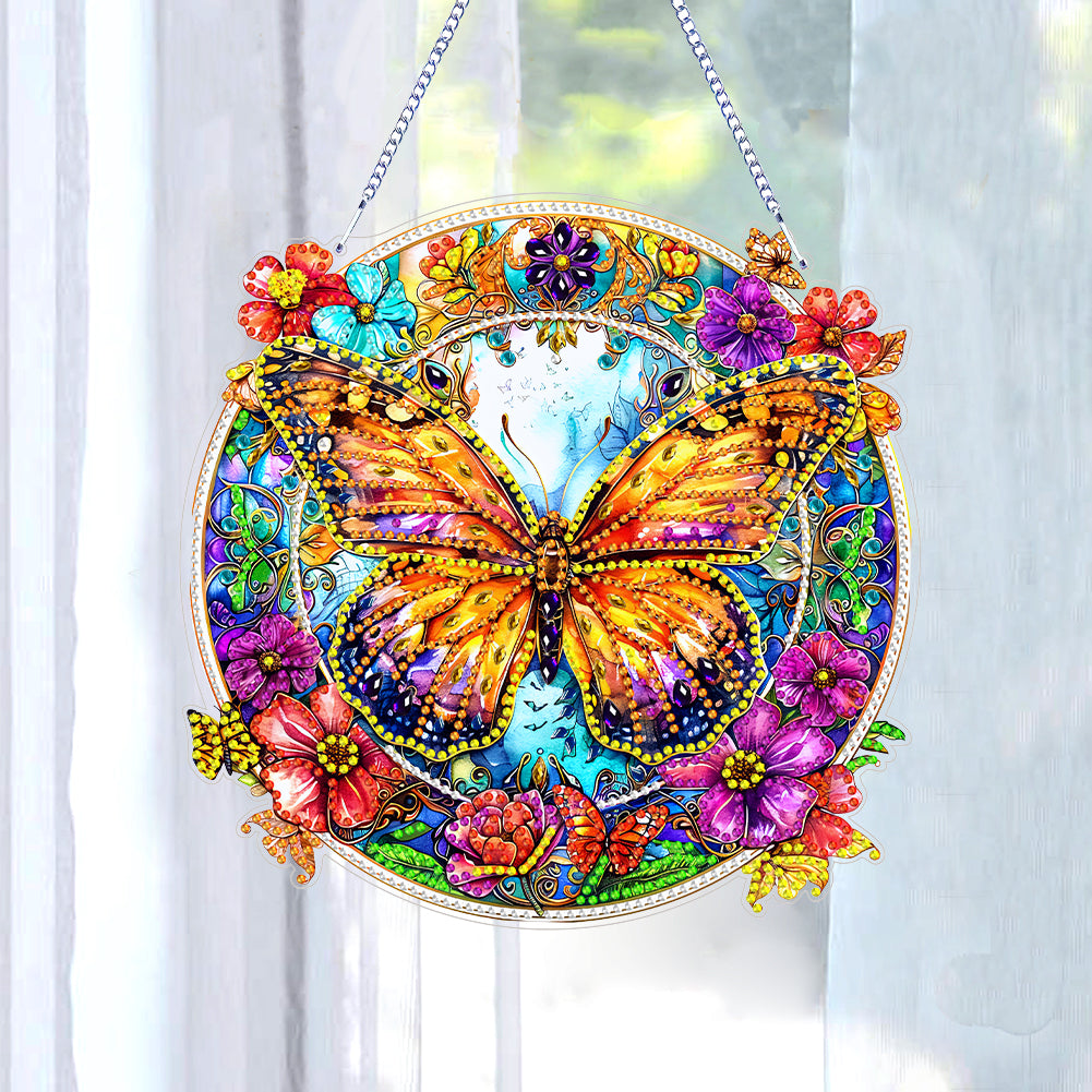 Double Sided Special Shaped Butterfly 5D DIY Diamond Art Pendant Home Decoration