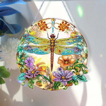 Double Sided Special Shaped Dragonfly 5D DIY Diamond Art Pendant Home Decoration