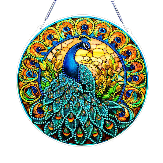 Double Sided Special Shaped Peacock 5D DIY Diamond Art Pendant Home Decoration