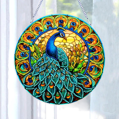 Double Sided Special Shaped Peacock 5D DIY Diamond Art Pendant Home Decoration