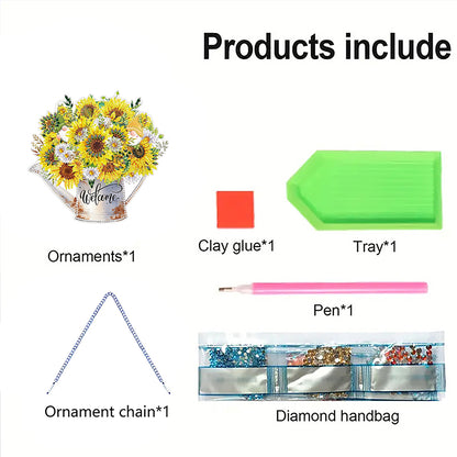 Double Sided Special Shaped 5D DIY Sunflower Bouquet Hanging Diamond Art Kits