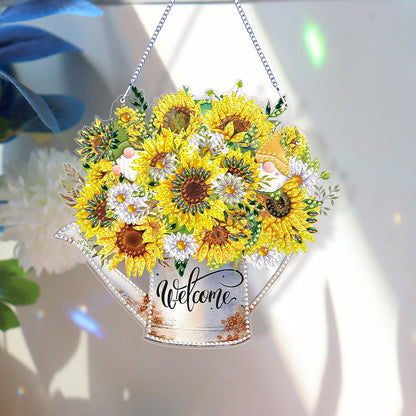 Double Sided Special Shaped 5D DIY Sunflower Bouquet Hanging Diamond Art Kits