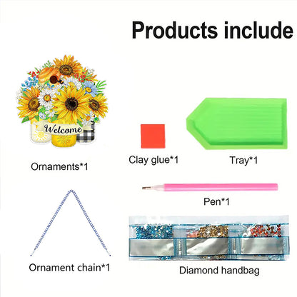 Double Sided Special Shaped 5D DIY Sunflower Bouquet Hanging Diamond Art Kits